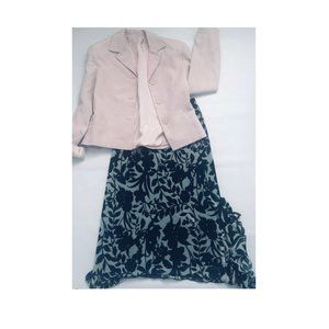 Varadero jersey flared long skirt blue floral S/P